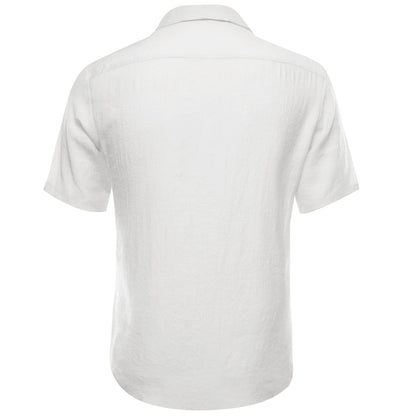 Pure White Solid Men's Silk Dress Shirt shirt    - Sophisticated Gentlemen
