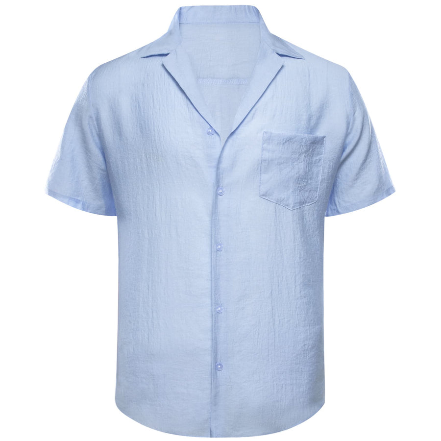 Arctic Blue Solid Men's Silk Dress Shirt shirt    - Sophisticated Gentlemen