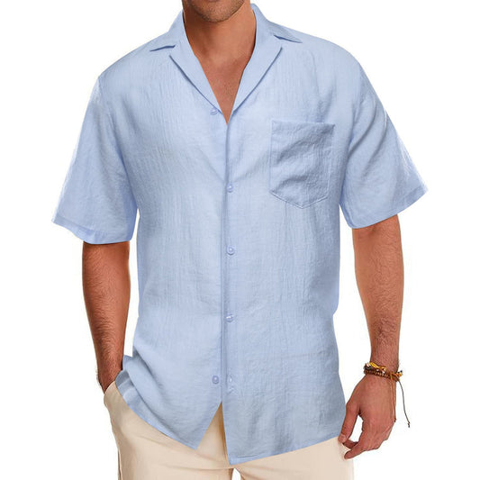 Arctic Blue Solid Men's Silk Dress Shirt shirt S   - Sophisticated Gentlemen