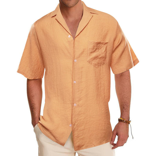 Light Orange Solid Men's Silk Dress Shirt shirt S   - Sophisticated Gentlemen
