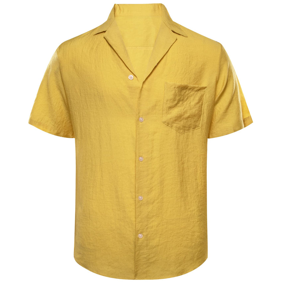 Butter Yellow Solid Men's Silk Dress Shirt shirt    - Sophisticated Gentlemen