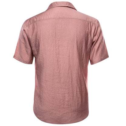 Rose Pink Solid Men's Silk Dress Shirt shirt    - Sophisticated Gentlemen