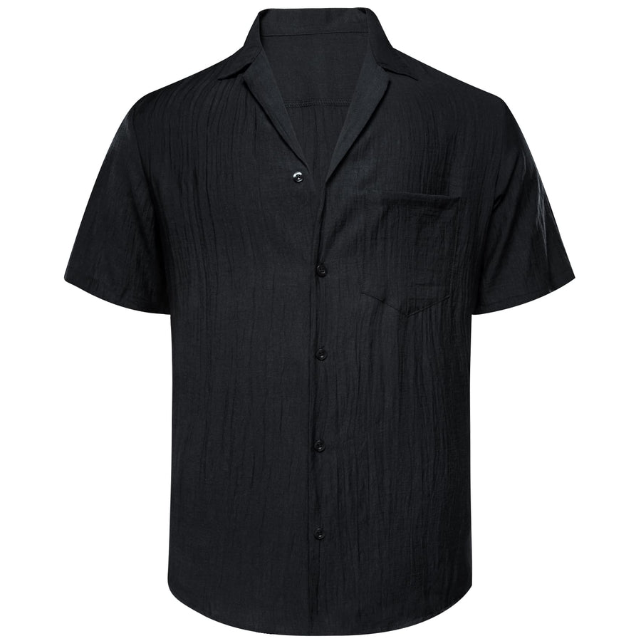 Black Solid Men's Silk Dress Shirt shirt    - Sophisticated Gentlemen