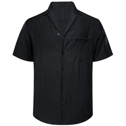 Black Solid Men's Silk Dress Shirt shirt    - Sophisticated Gentlemen