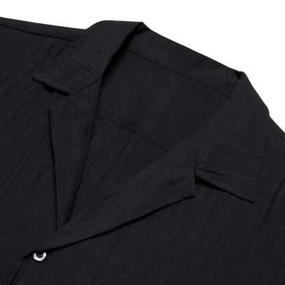 Black Solid Men's Silk Dress Shirt shirt    - Sophisticated Gentlemen