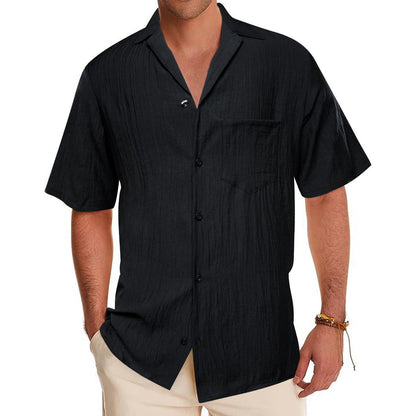 Black Solid Men's Silk Dress Shirt shirt    - Sophisticated Gentlemen
