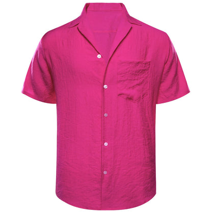 Magenta Pink Solid Men's Silk Dress Shirt shirt    - Sophisticated Gentlemen