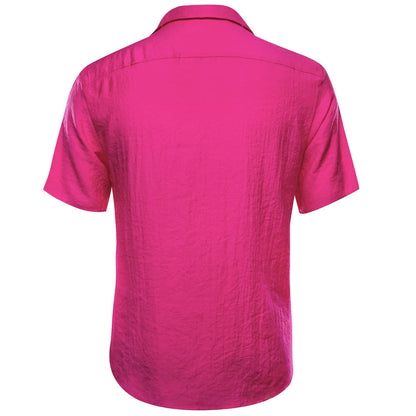 Magenta Pink Solid Men's Silk Dress Shirt shirt    - Sophisticated Gentlemen