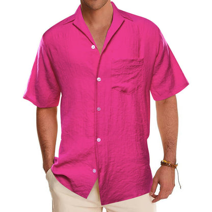 Magenta Pink Solid Men's Silk Dress Shirt shirt S   - Sophisticated Gentlemen