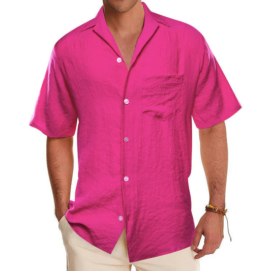 Magenta Pink Solid Men's Silk Dress Shirt shirt S   - Sophisticated Gentlemen