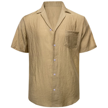 Khaki Solid Men's Silk Dress Shirt shirt    - Sophisticated Gentlemen