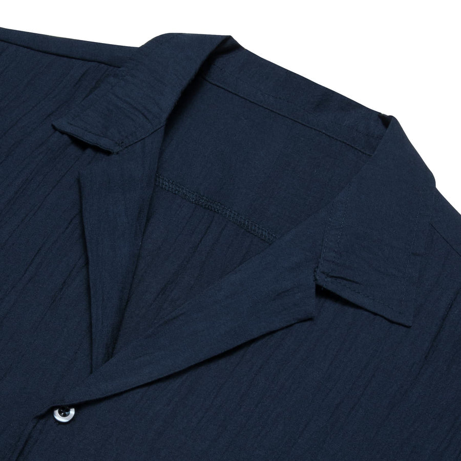 Indigo Blue Solid Men's Silk Dress Shirt shirt    - Sophisticated Gentlemen