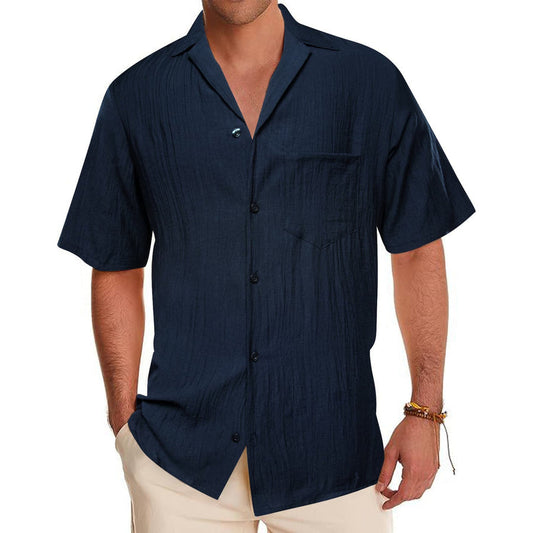 Indigo Blue Solid Men's Silk Dress Shirt shirt S   - Sophisticated Gentlemen