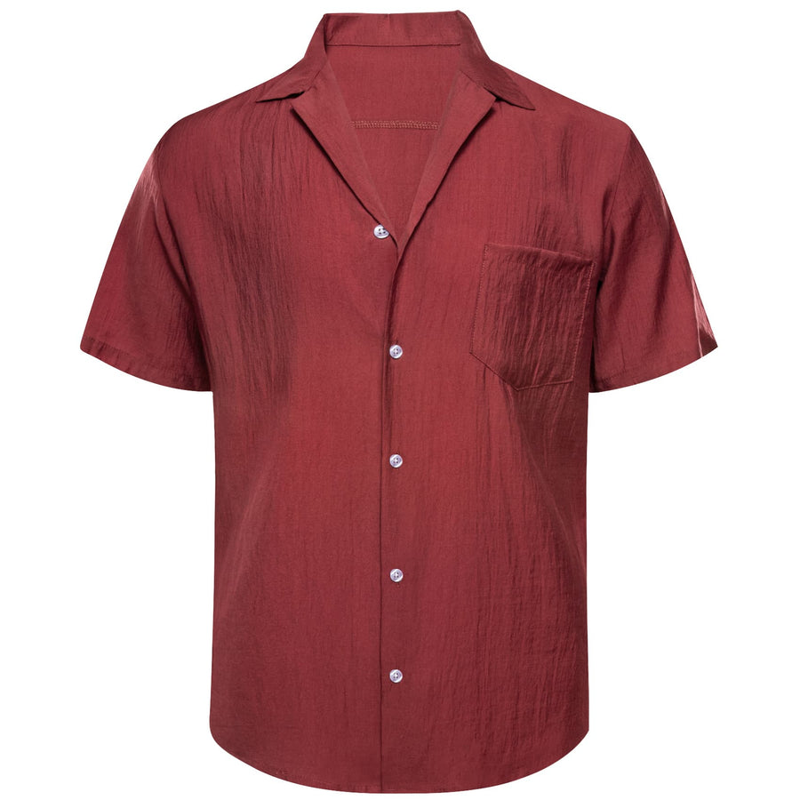 Blush Red Solid Men's Silk Dress Shirt shirt    - Sophisticated Gentlemen