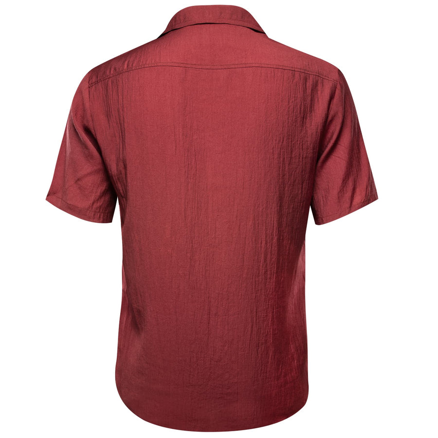 Blush Red Solid Men's Silk Dress Shirt shirt    - Sophisticated Gentlemen