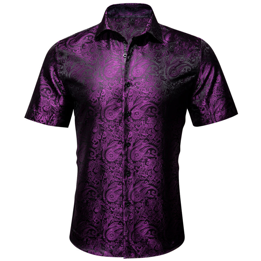 Deep Purple Paisley Silk Dress Shirt shirt    - Sophisticated Gentlemen
