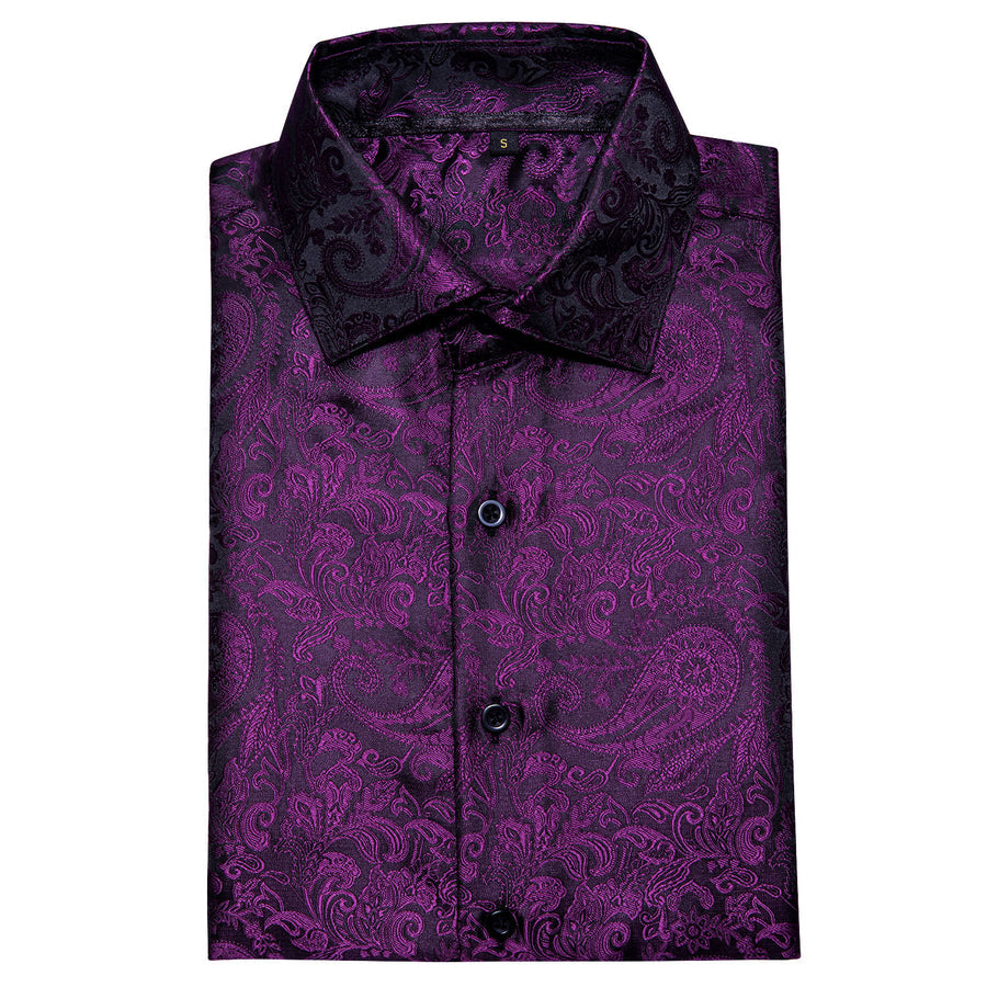 Deep Purple Paisley Silk Dress Shirt shirt    - Sophisticated Gentlemen