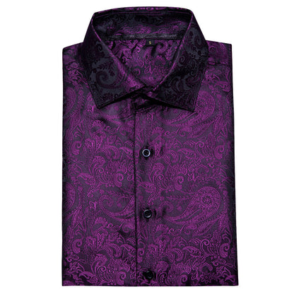 Deep Purple Paisley Silk Dress Shirt shirt    - Sophisticated Gentlemen