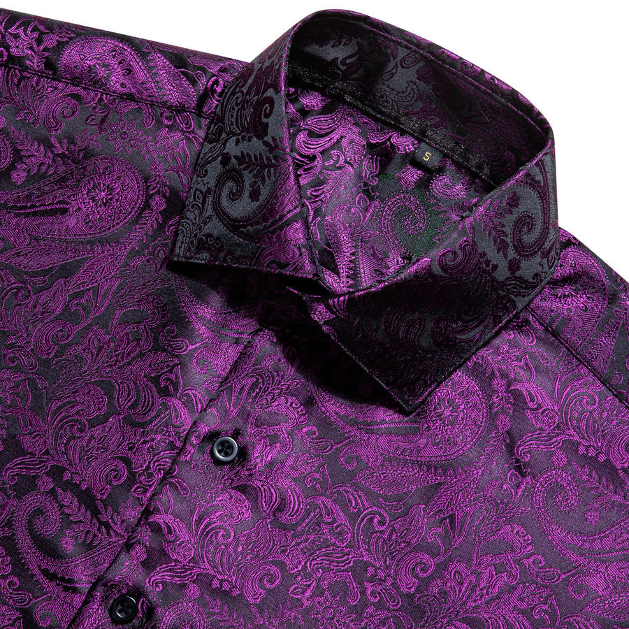 Deep Purple Paisley Silk Dress Shirt shirt    - Sophisticated Gentlemen