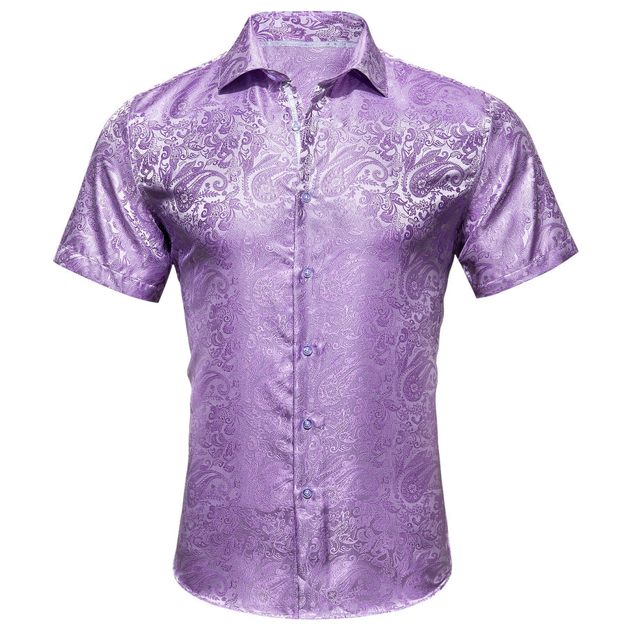 Purple Paisley Silk Dress Shirt shirt    - Sophisticated Gentlemen