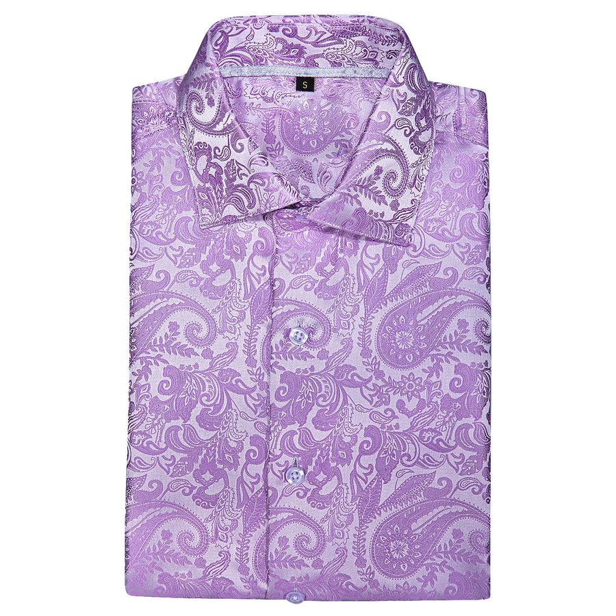 Purple Paisley Silk Dress Shirt shirt    - Sophisticated Gentlemen
