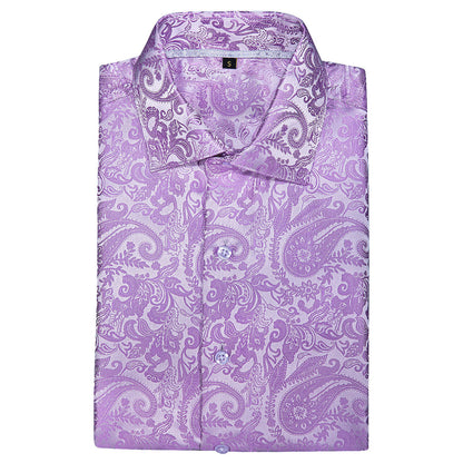 Purple Paisley Silk Dress Shirt shirt    - Sophisticated Gentlemen