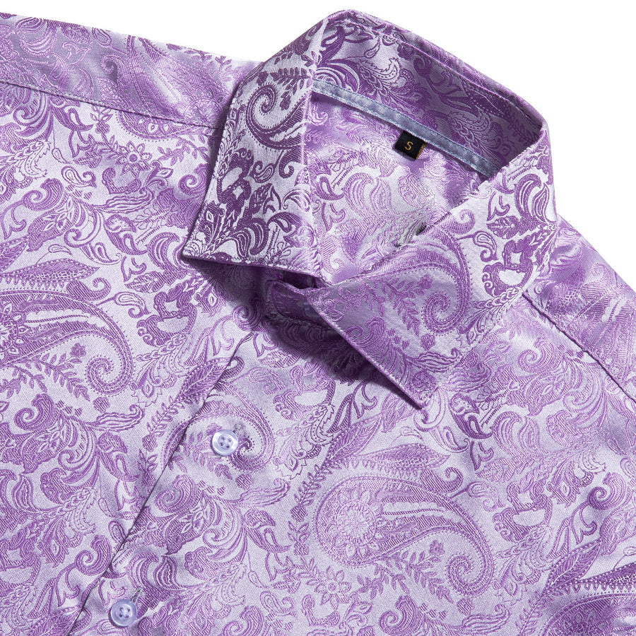 Purple Paisley Silk Dress Shirt shirt    - Sophisticated Gentlemen