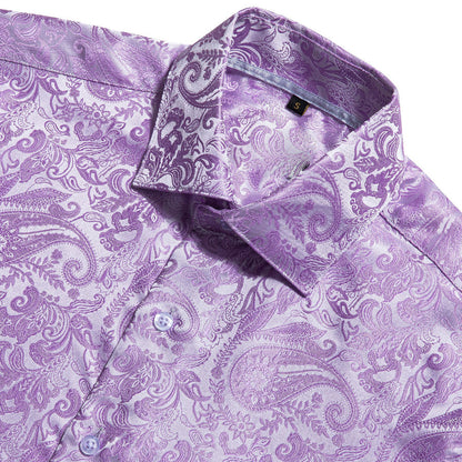 Purple Paisley Silk Dress Shirt shirt    - Sophisticated Gentlemen