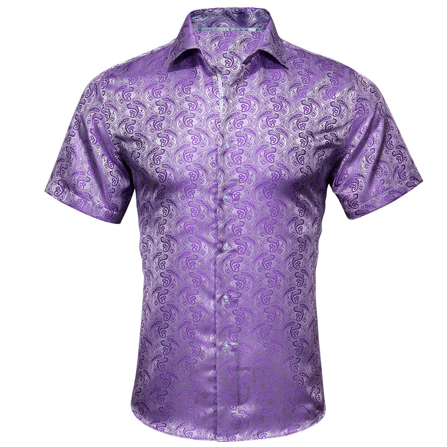 Deep Purple Paisley Silk Dress Shirt shirt    - Sophisticated Gentlemen