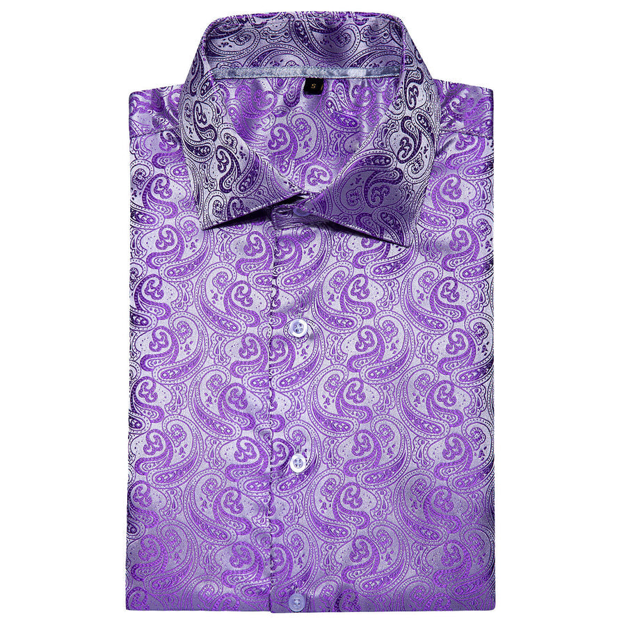 Deep Purple Paisley Silk Dress Shirt shirt    - Sophisticated Gentlemen