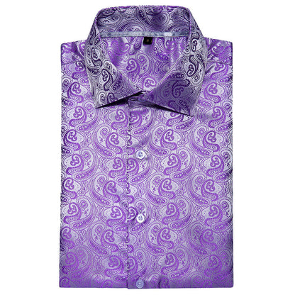 Deep Purple Paisley Silk Dress Shirt shirt    - Sophisticated Gentlemen
