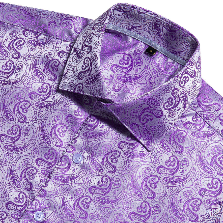 Deep Purple Paisley Silk Dress Shirt shirt    - Sophisticated Gentlemen