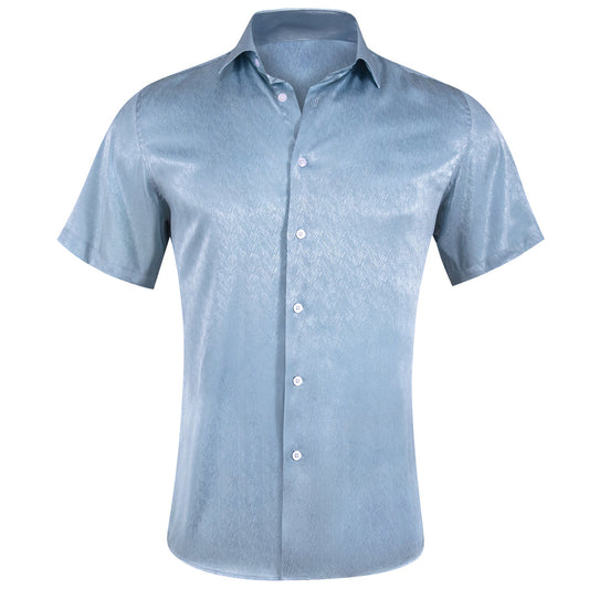 Sea Blue Solid Dress Shirt shirt S   - Sophisticated Gentlemen
