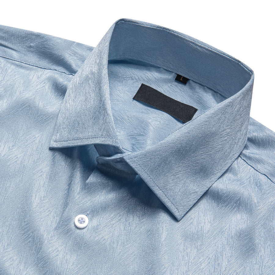 Sea Blue Solid Dress Shirt shirt    - Sophisticated Gentlemen