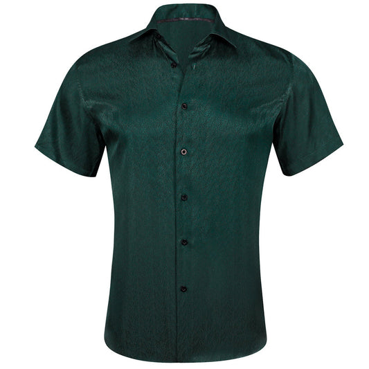 Deep Green Solid Dress Shirt shirt S   - Sophisticated Gentlemen