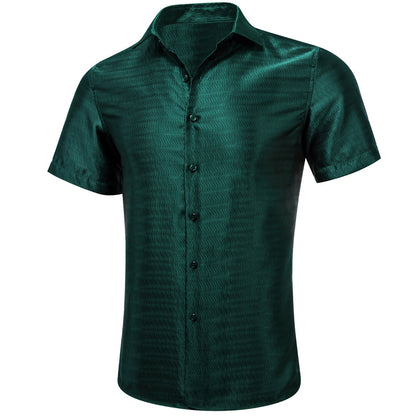 Dark Green Striped Dress Shirt shirt S   - Sophisticated Gentlemen