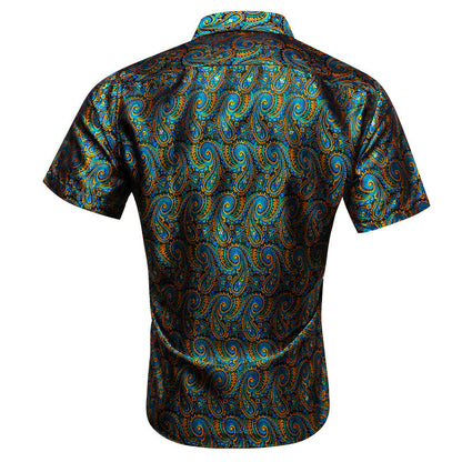 Green Gold Paisley Dress Shirt shirt    - Sophisticated Gentlemen