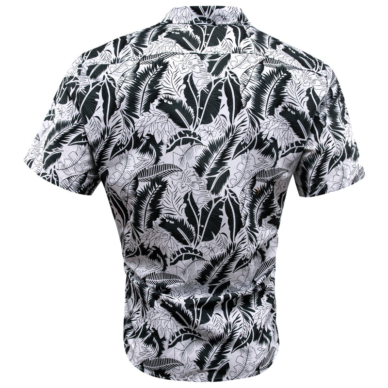 Black White Leaves Dress Shirt shirt    - Sophisticated Gentlemen