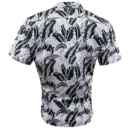 Black White Leaves Dress Shirt shirt    - Sophisticated Gentlemen