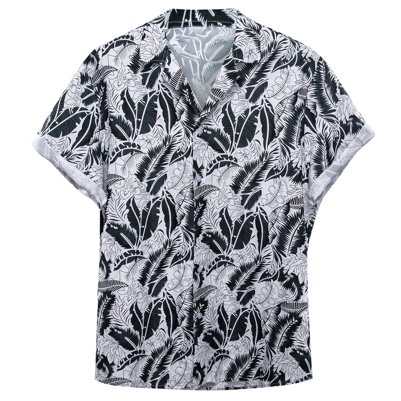 Black White Leaves Dress Shirt shirt    - Sophisticated Gentlemen