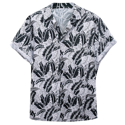 Black White Leaves Dress Shirt shirt    - Sophisticated Gentlemen