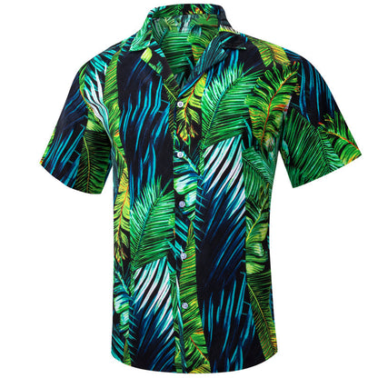 Emerald Green Leaves Novelty Dress Shirt shirt S   - Sophisticated Gentlemen
