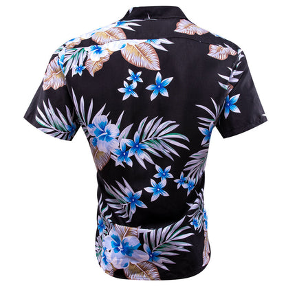 Black Blue Leaves Novelty Dress Shirt shirt    - Sophisticated Gentlemen