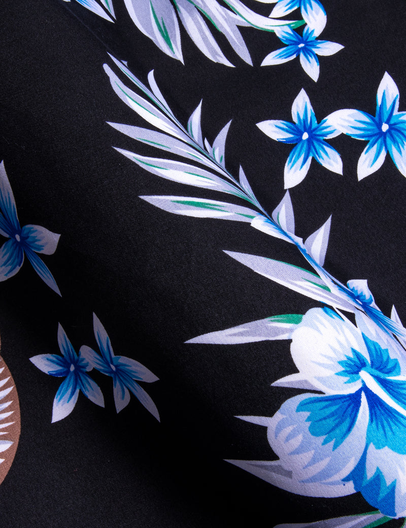Black Blue Leaves Novelty Dress Shirt shirt    - Sophisticated Gentlemen