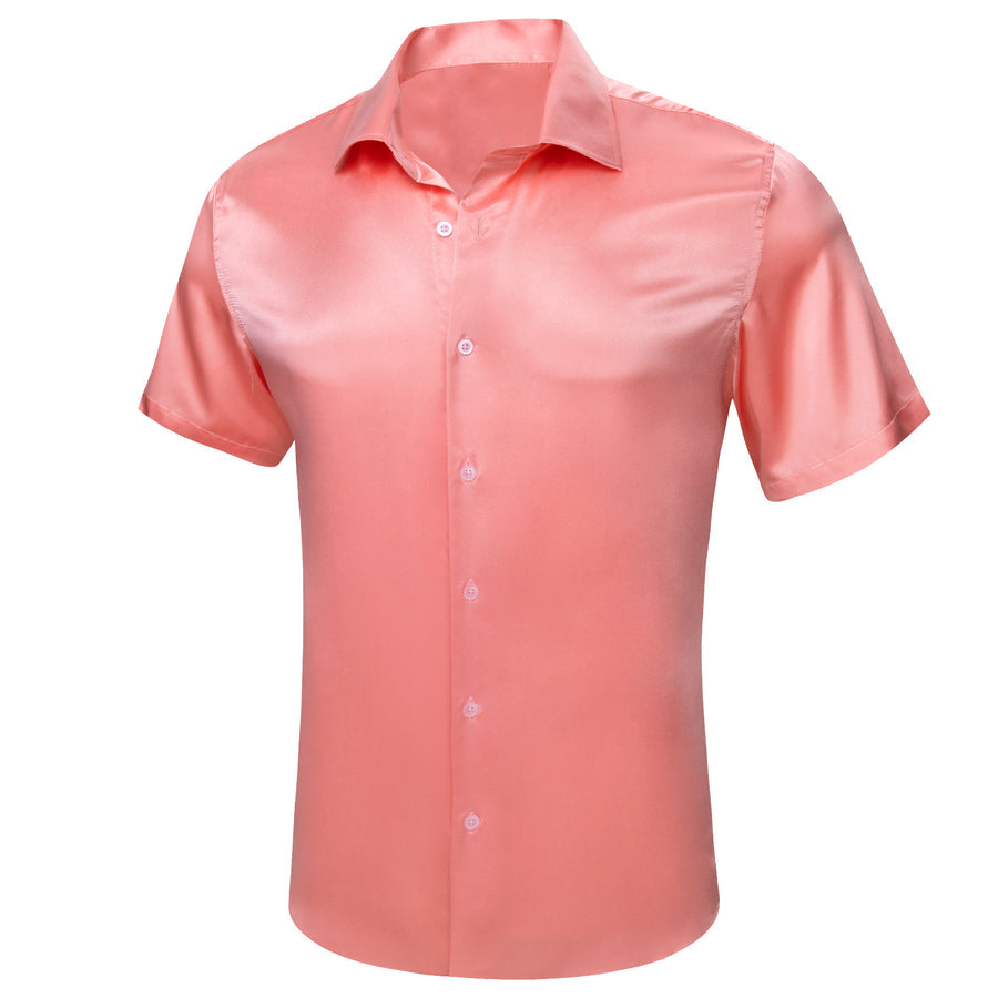 Pink Satin Solid Silk Dress Shirt shirt    - Sophisticated Gentlemen