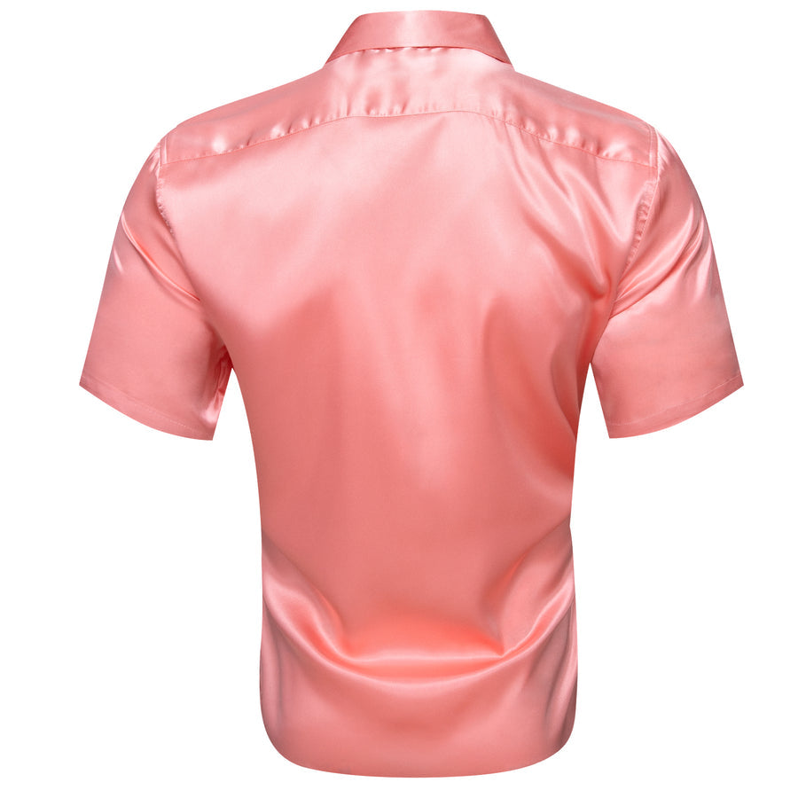 Pink Satin Solid Silk Dress Shirt shirt    - Sophisticated Gentlemen
