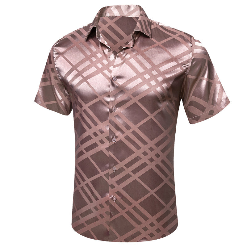 Champagne Plaid Silk Dress Shirt shirt    - Sophisticated Gentlemen