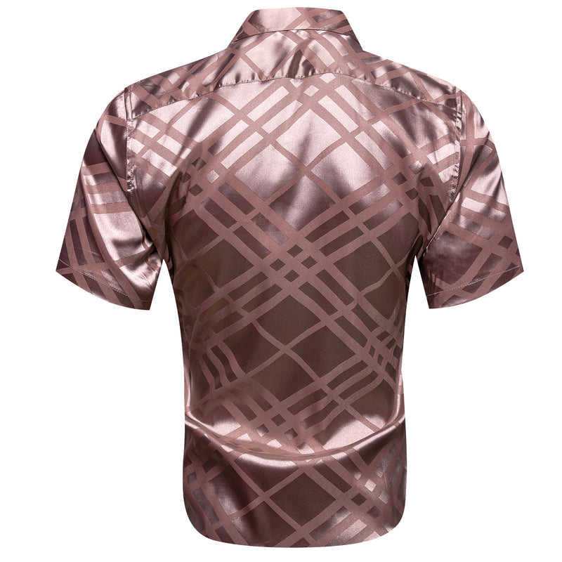 Champagne Plaid Silk Dress Shirt shirt    - Sophisticated Gentlemen