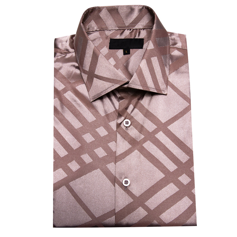 Champagne Plaid Silk Dress Shirt shirt    - Sophisticated Gentlemen