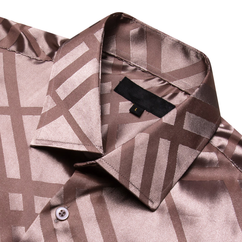 Champagne Plaid Silk Dress Shirt shirt    - Sophisticated Gentlemen